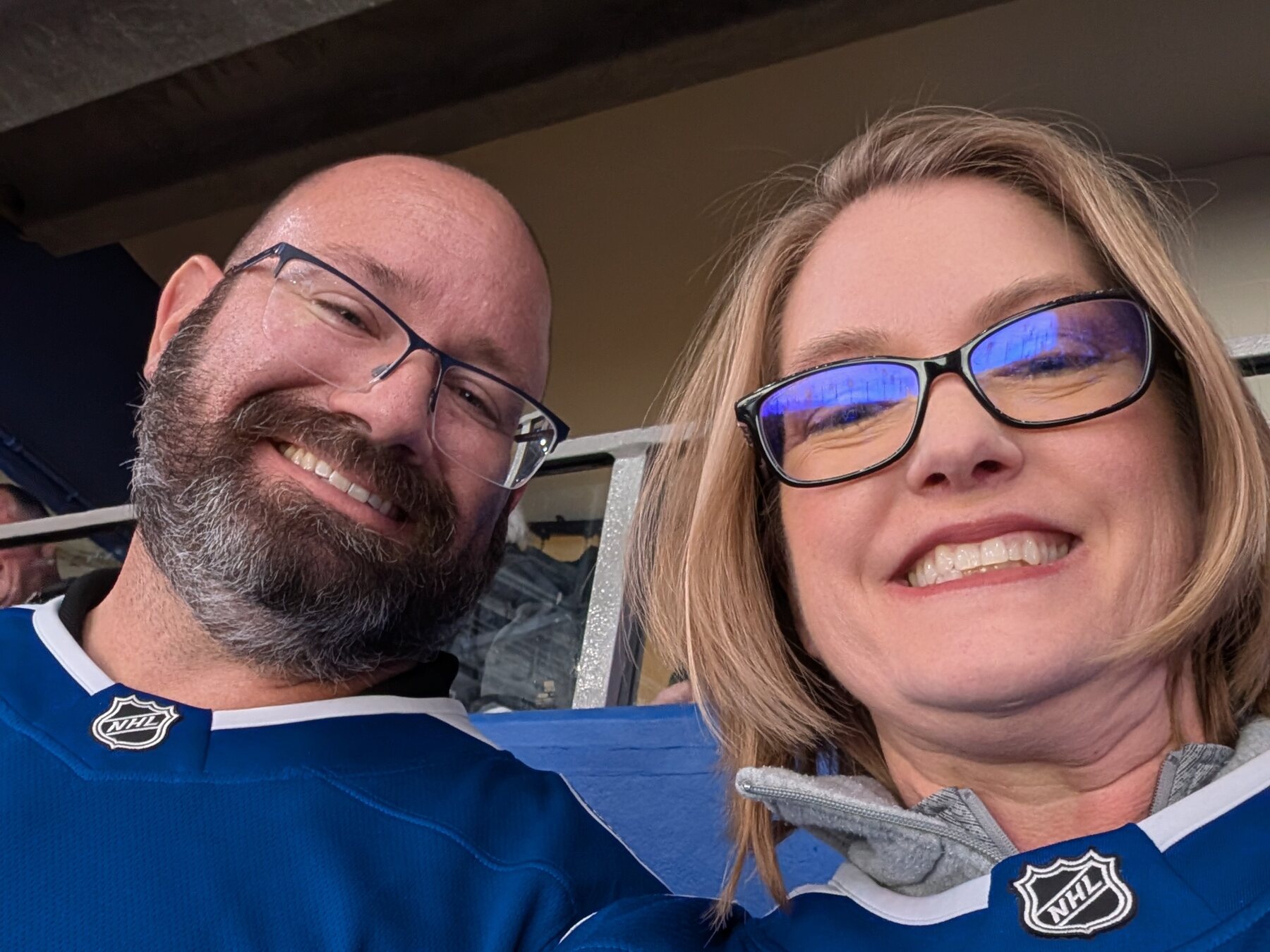Brian Nathan and his wife Tonia at a Tampa Bay Lightning game